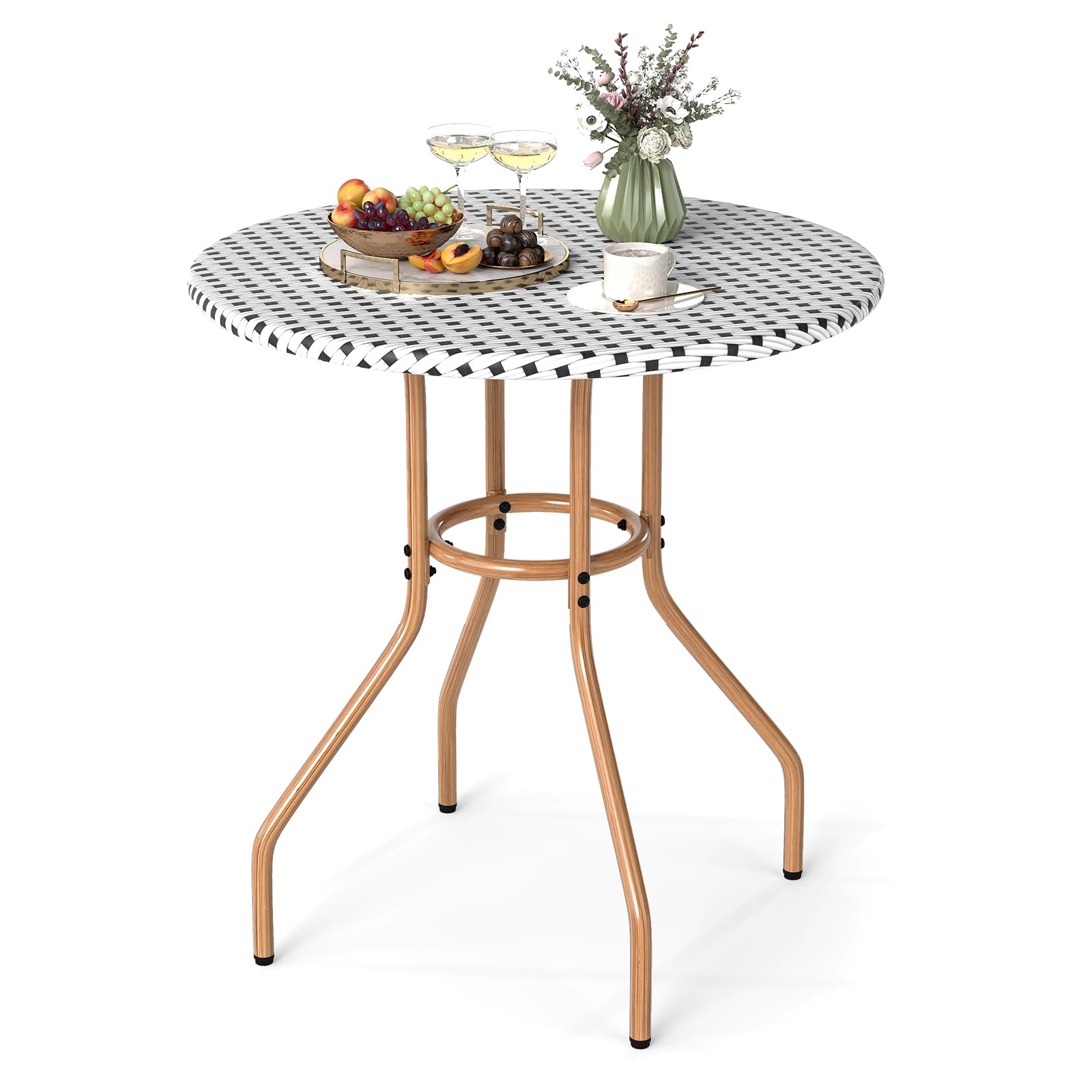 Tangkula Table de bistro d'extérieur de 27,5 po avec cadre en métal robuste et patins réglables